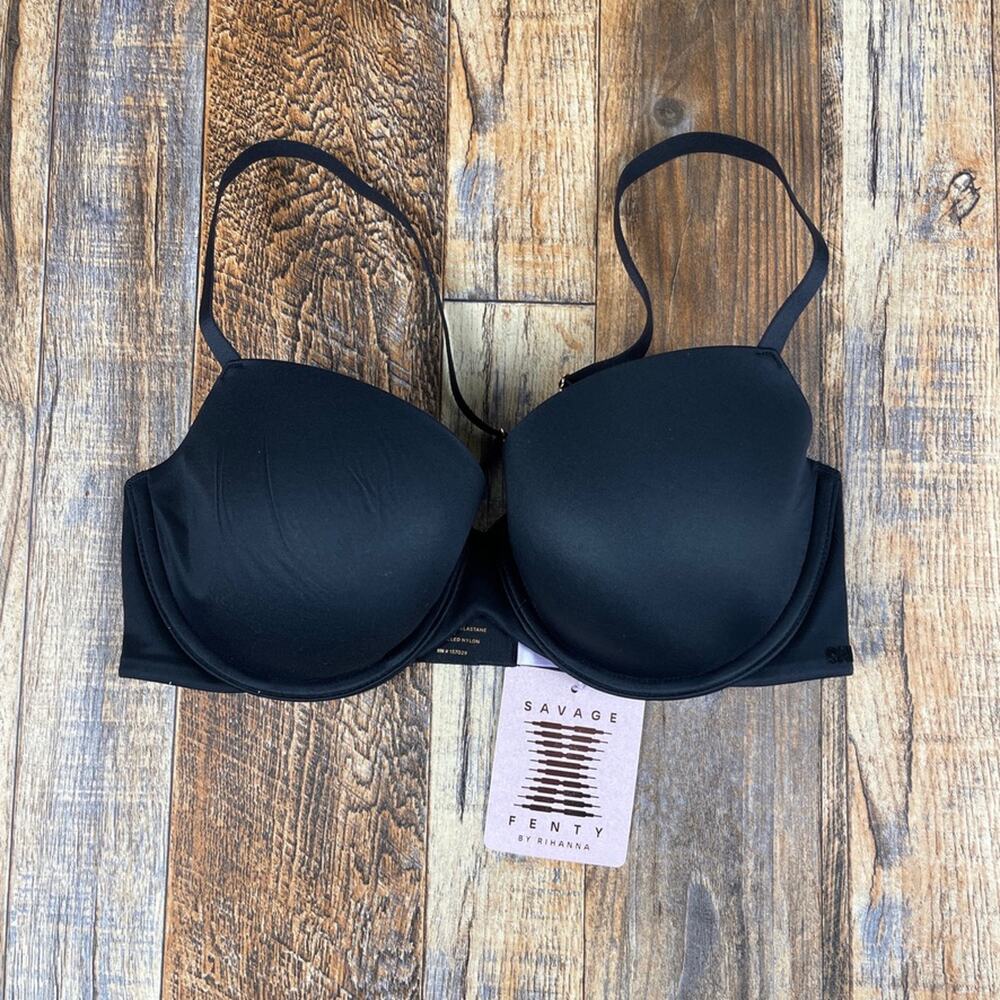 Savage X Fenty by Rihanna Women's 32D Caviar Black Soft N Savage Padded Demi Bra